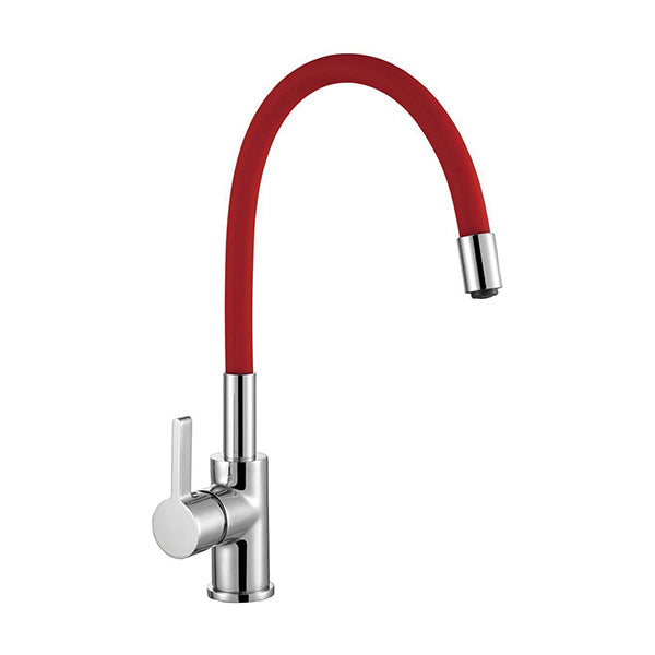 DEMM Lavelli Collection Einhebel-Spültischmischer mit seitlichem Hebel und verstellbarem flexiblem Auslauf in Chrom