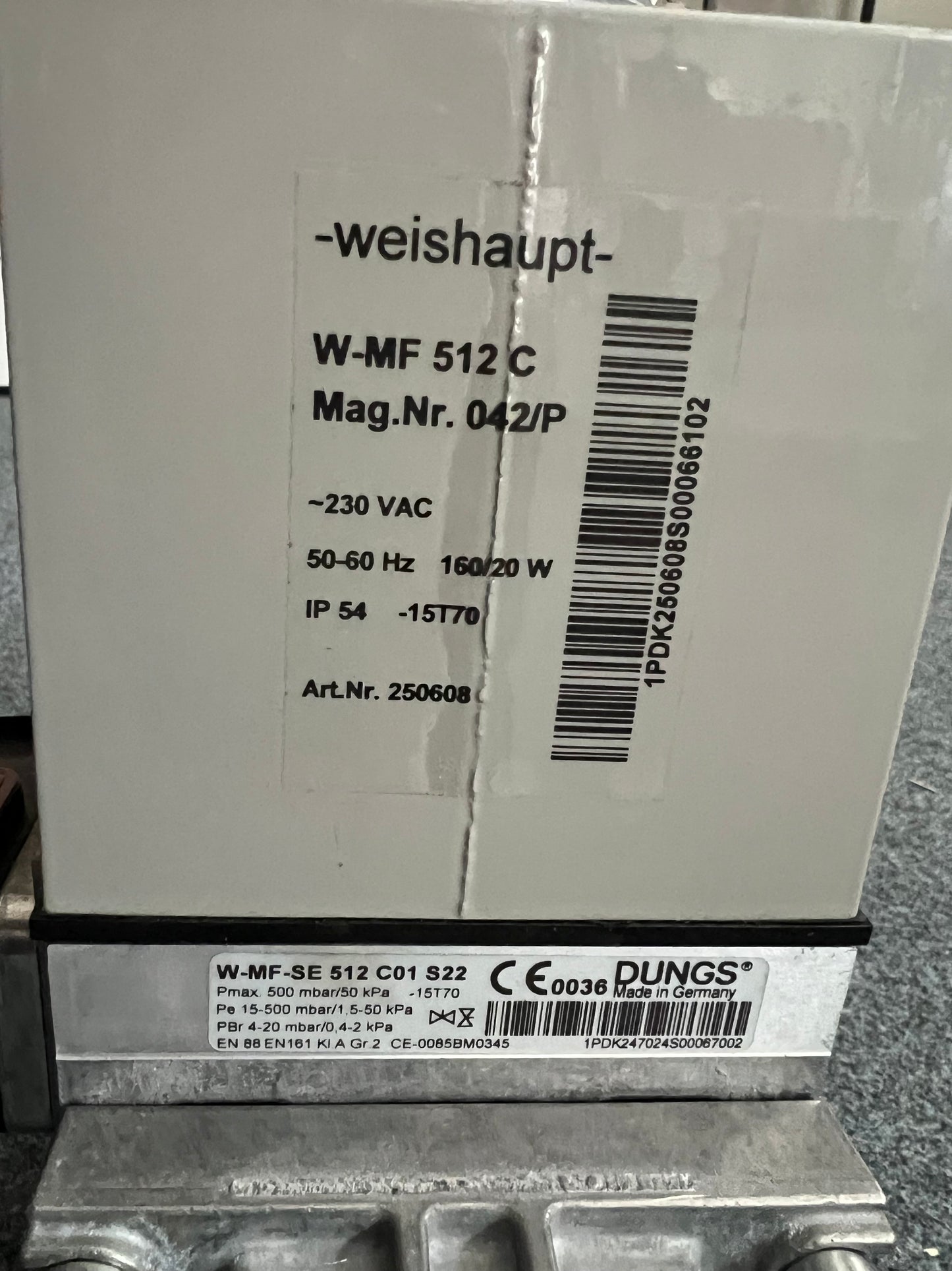 Weishaupt DUNGS Gasdruckregler - Gasblock W-MF SE 512 C01 S 22 Gasarmatur
