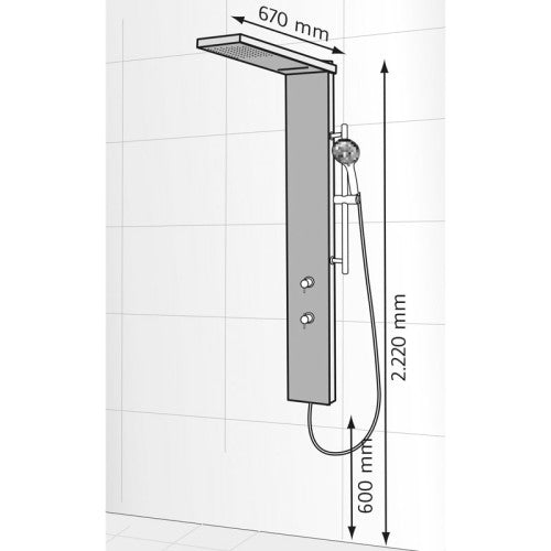 DUSCHPANEEL LAVIDA PLUS, MIT SCHWALLFUNKTION HSK Art.Nr: 1900017