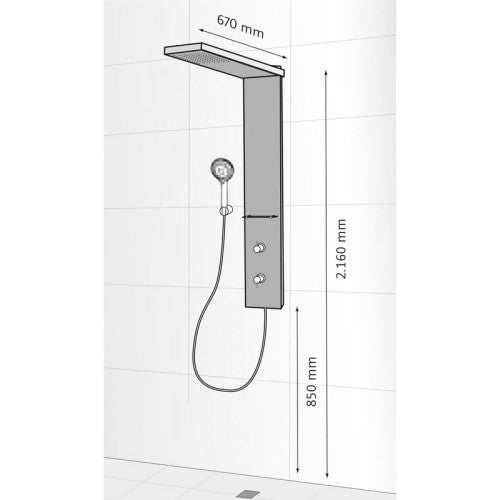 HSK Shower und Co Duschpaneel Lavida Wall 2.0 - Traverse mit integrierter Regenbrause, Echtglas-Front Art.Nr: 1900020