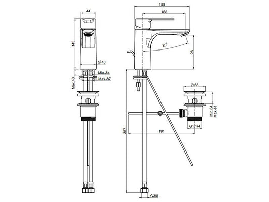 Carlo Frattini Mast Waschtischbatterie F3151 mit drehbarem Auslauf