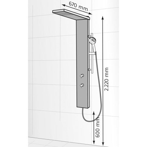 DUSCHPANEEL LAVIDA PLUS, OHNE SCHWALLFUNKTION HSK Art.Nr: 1900018